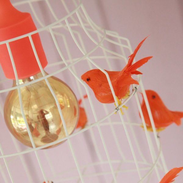 Hängelampe Vögel orange Kinderzimmer