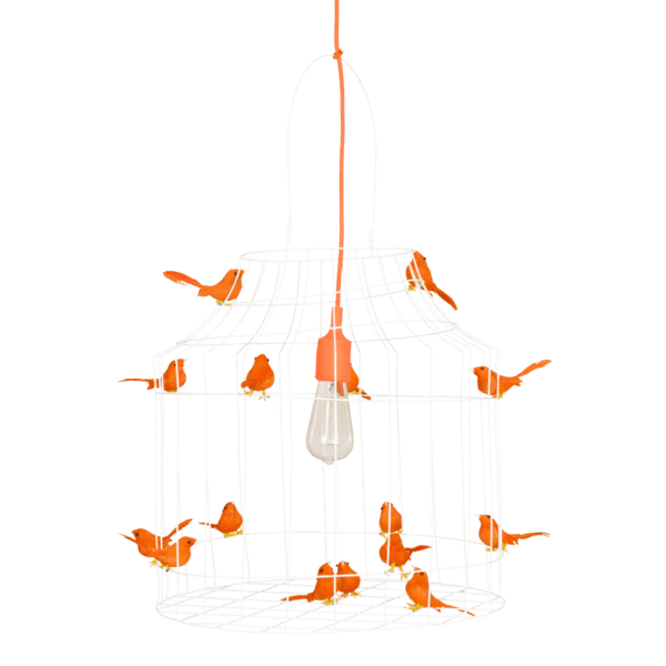 Pendelleuchte Vögel orange
