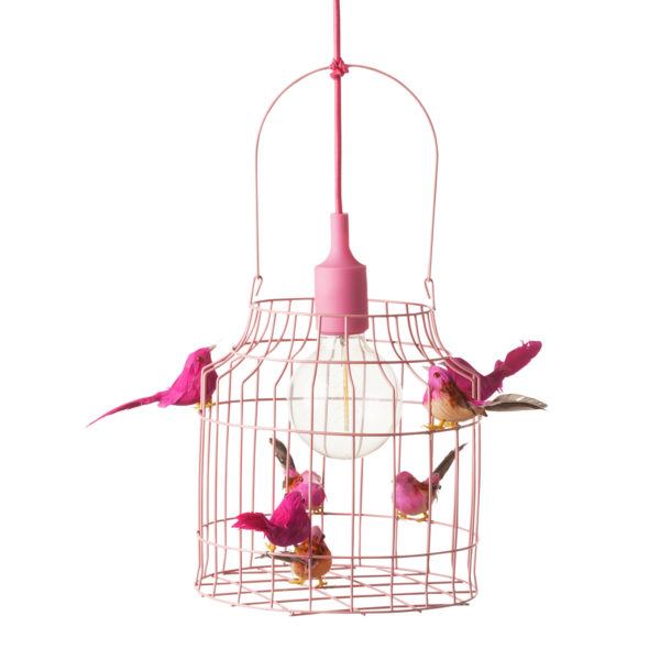 Deckenlampe-kinderzimmer-rosa-Vogelkäfig